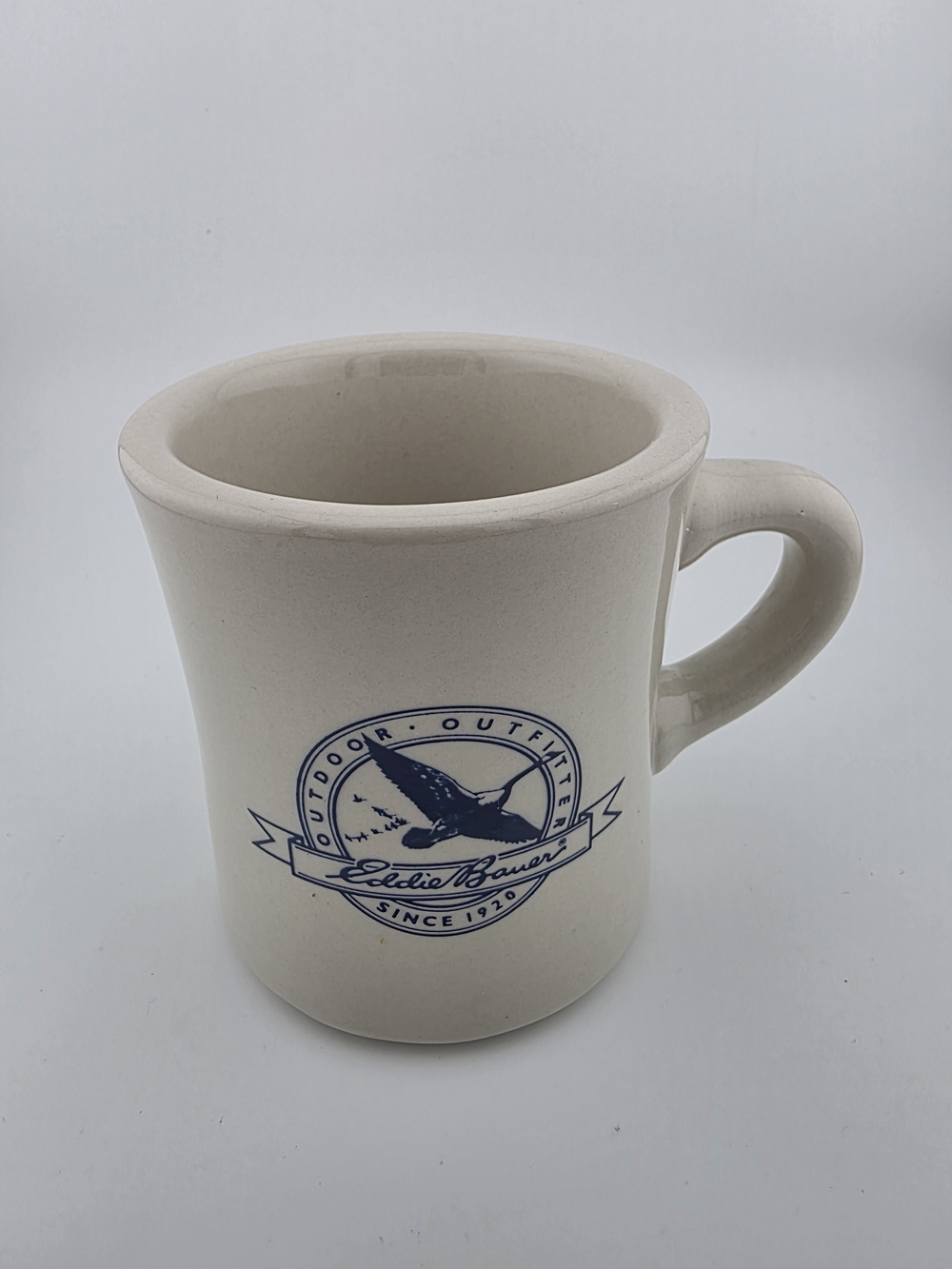Eddie Bauer Outdoor Outfitter Diner Mug Cream Heavy Ceramic Vintage